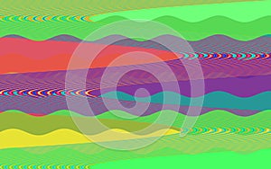 Green pink blue yellow waves forms, shapes abstract design, energy pattern