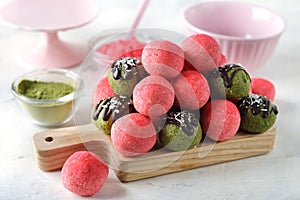 Green and pink energy bites