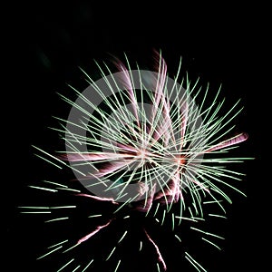 Green and pink fireworks