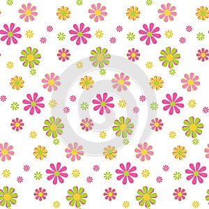 Green And Pink Flowers Seamless Digital Papers