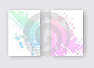 Green Pink gradient ink brush stroke poster on white background