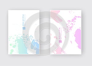 Green Pink gradient ink brush stroke poster on white background