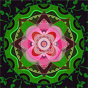 Green and pink mandala