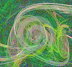 Green pink yellow fluid lines geometries, abstract fractal, design