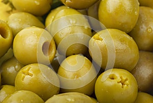 Green pitted olives photo