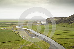 Green plain in Iceland