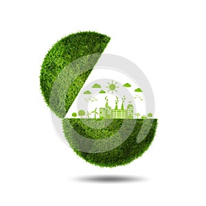 Green planet earth covered with grass. Earth day, Sustainable development, World environment day