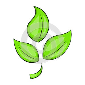 Green plant eco symbol icon, cartoon style photo