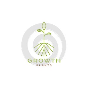 Green plant growth field farm minimalist logo design vector