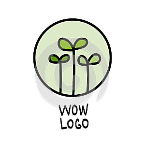 Green plant logo for business and garden design hand drawn for prints t shirts and posters