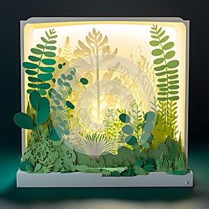 Green Plant Nature Papercut Diorama