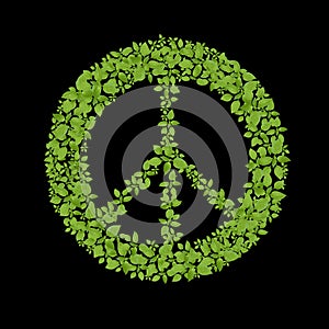 Green plant peace symbol