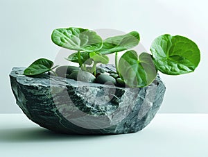 Green plant in a pot on a white background. 3d render