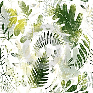 Green plants pattern. Fullsize raster artwork. Nature colours.