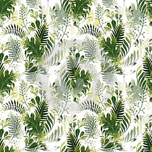 Green plants pattern. Fullsize raster artwork. Nature colours.