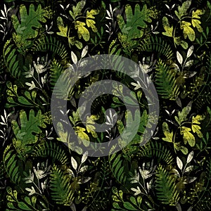 Green plants pattern. Fullsize raster artwork. Nature colours. photo