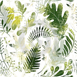 Green plants pattern. Fullsize raster artwork. Nature colours. photo