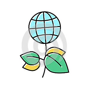 green plants planet ecosystem color icon vector illustration