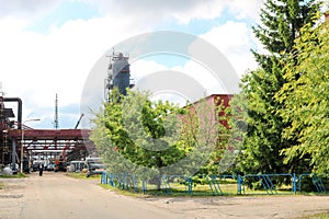 Green plants and trees for ecology and air purification at the chemical petrochemical refinery industrial refinery