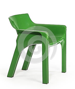 Green plastic arm chair