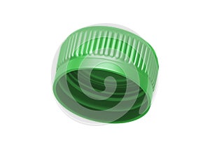 Green plastic bottle caps isolated on white background