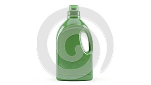 Green plastic laundry detergent bottle