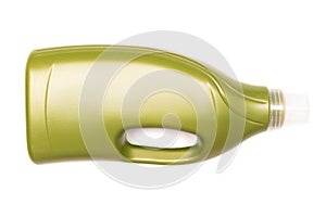 Green plastic detergent bottle