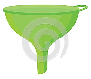 Green plastic funnel, icon