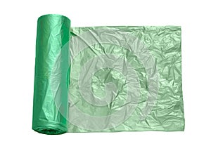 Green plastic garbage bags