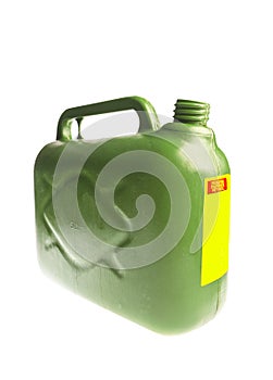 Green plastic gas canister