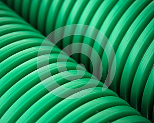 Green plastic pipes