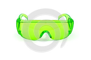 Green plastic protective spectacles