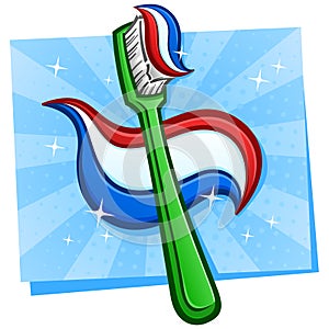 Green Plastic Tooth Brush Cartoon Illustration
