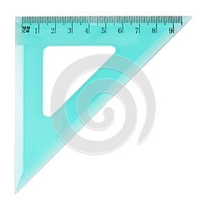 Green plastic triangle centimeter ruler