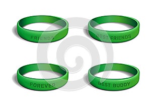 Green plastic wristband set for Friendship Day