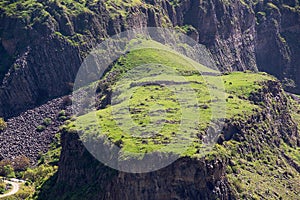 Green plateau in Garni, Armenia