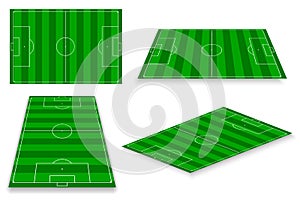 green playing sport fields over white background