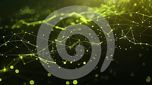 Green Plexus Abstract Network Background. Technology Connection Structure. Digital Data Visualization