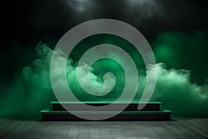 green podium for display product with smokes by Generative AI