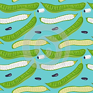 Green Pods Guaba Ice Cream Beans Seamless Pattern. photo