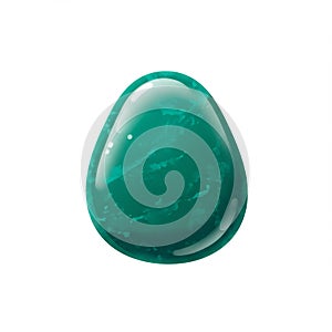 Green Polished Gemstone Egg Shape on White
