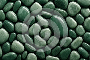 Green Polished Stones Background Smooth Jade Pebbles Texture Pattern Abstract Design Surface