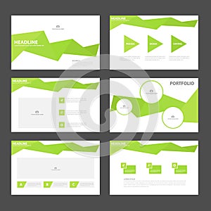 Green polygon presentation templates Infographic elements flat design set for brochure flyer leaflet marketing
