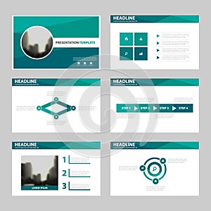 Green polygon presentation templates, Infographic elements template flat design set for annual report brochure flyer leaflet