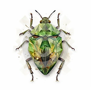 Green Polygonal Bug Vector Illustration In The Style Of Florian Nicolle