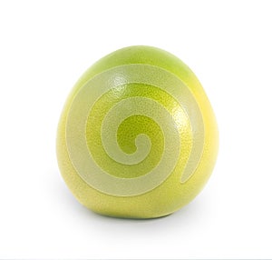 Green pomelo citrus fruit on white with clipping path