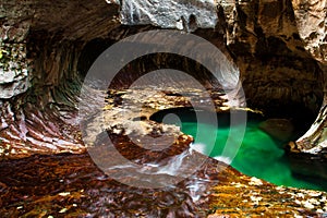 Green pond in the cave