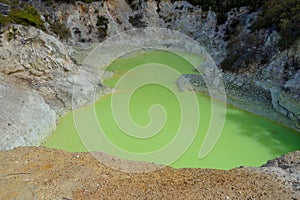 Green pool in Waiotapu Thermal Wonderland, New Zealand photo