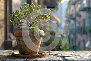 Green portulacaria afra in brown pot