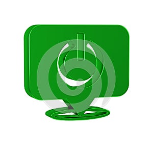 Green Power button icon isolated on transparent background. Start sign.